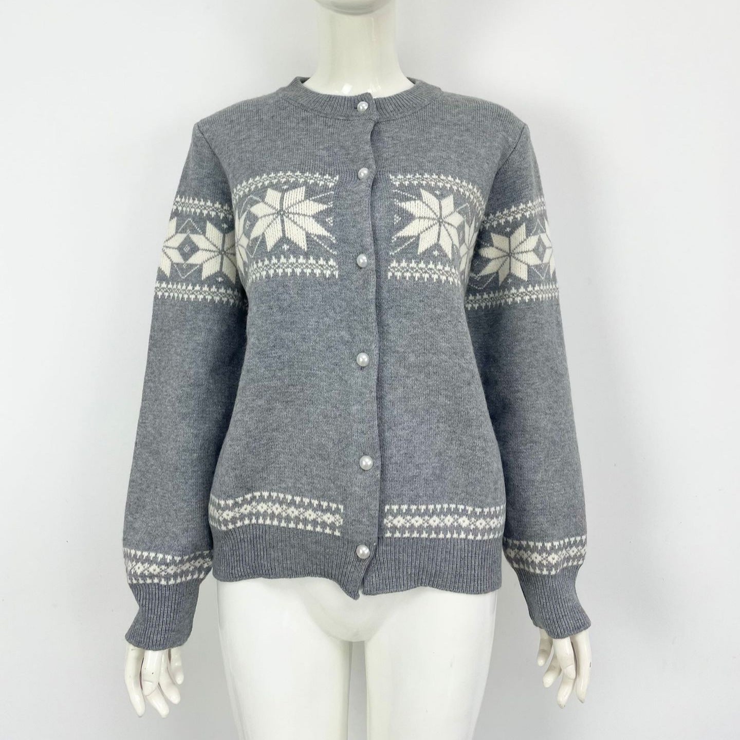 Christmas single breasted coat snowflake Christmas cardigan sweater for women