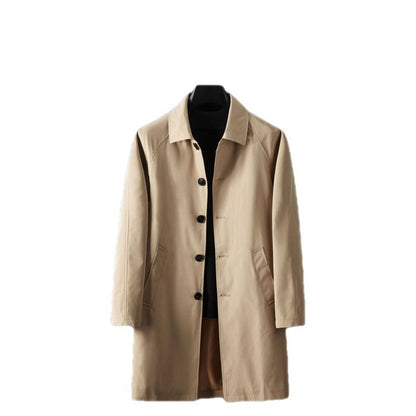 Casual top lapel black mid length men's jacket